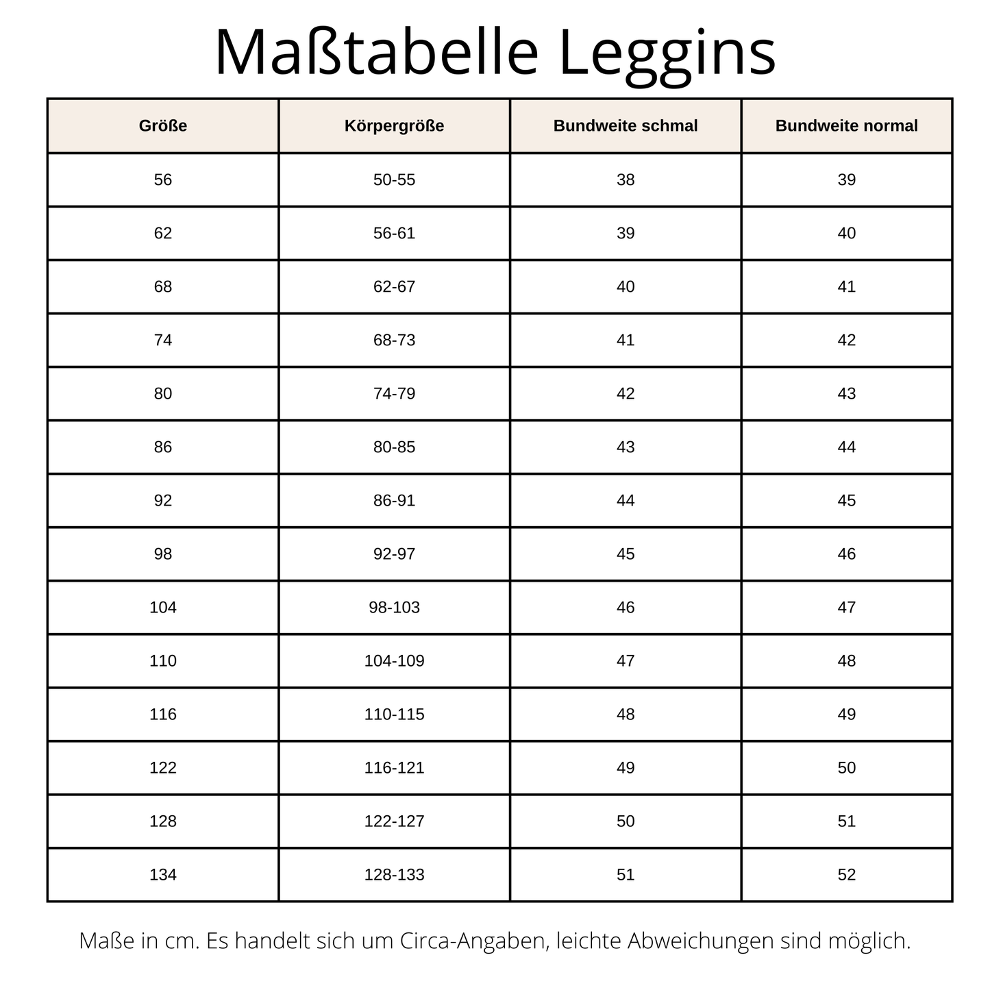 Leggins für Kinder mit Windel Größe 56 bis 104 (Artikelnummer: B04800)