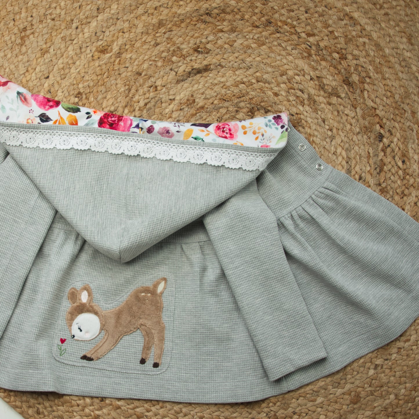 Cardigan gerafft aus Waffelstrick Größe 56 bis 134 (Artikelnummer: H037W001)