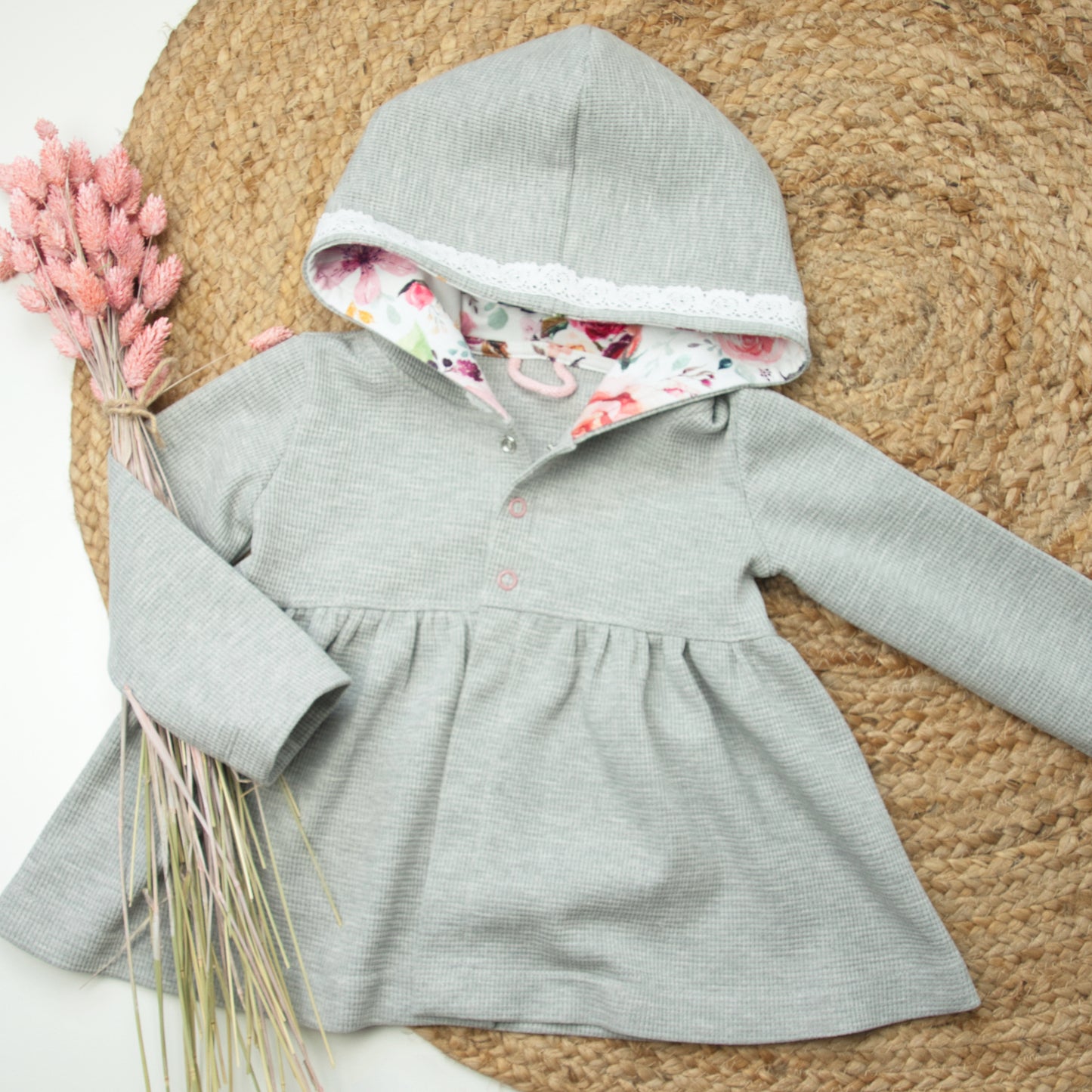 Cardigan gerafft aus Waffelstrick Größe 56 bis 134 (Artikelnummer: H037W001)