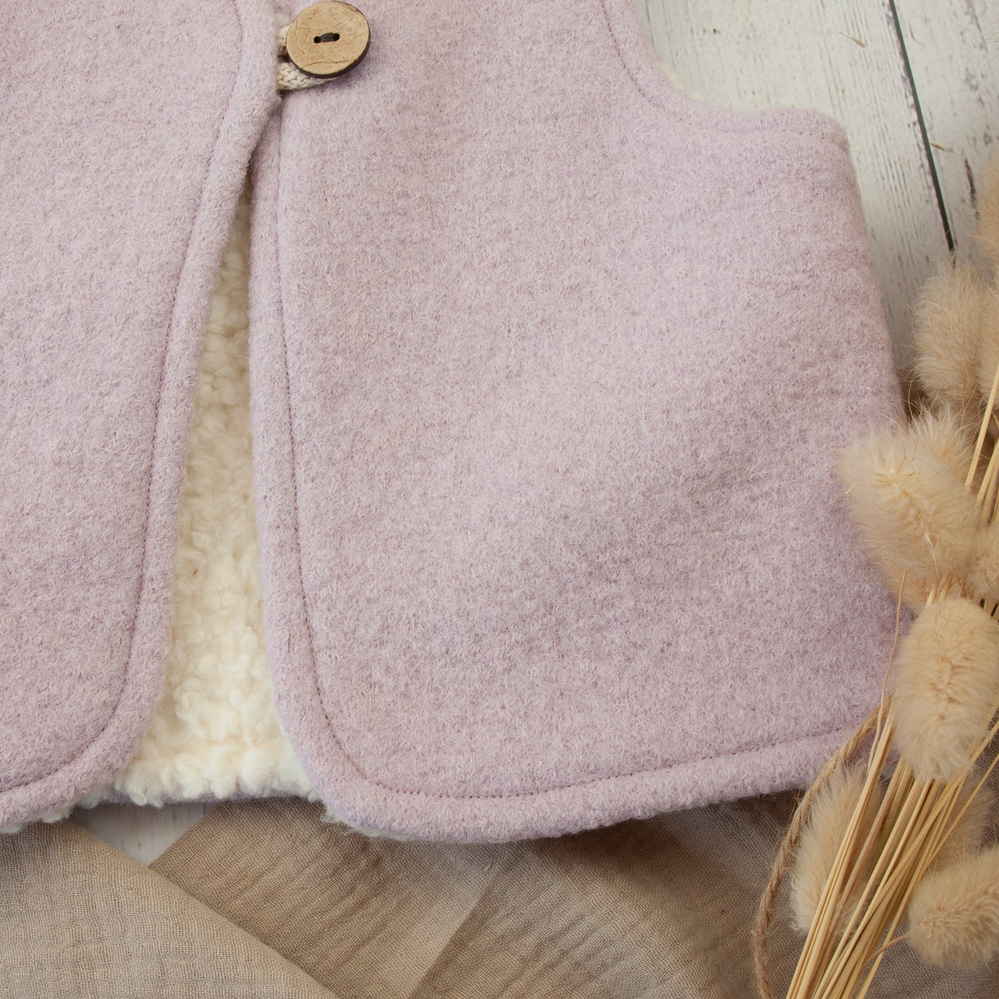 Weste gefüttert mit Teddyplüsch Größe 50/56 bis 110/116 (Artikelnummer: I038P001)