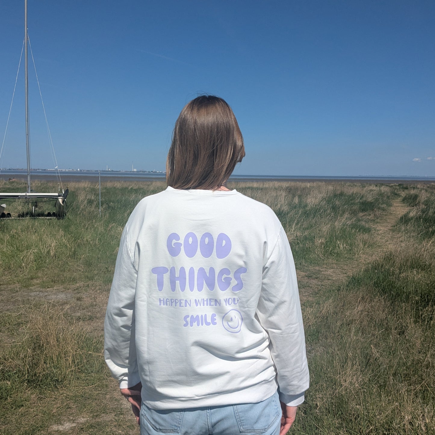 Loosefit Pullover Ladys mit Statement Größe XS bis XL (Artikelnummer: A064P027)