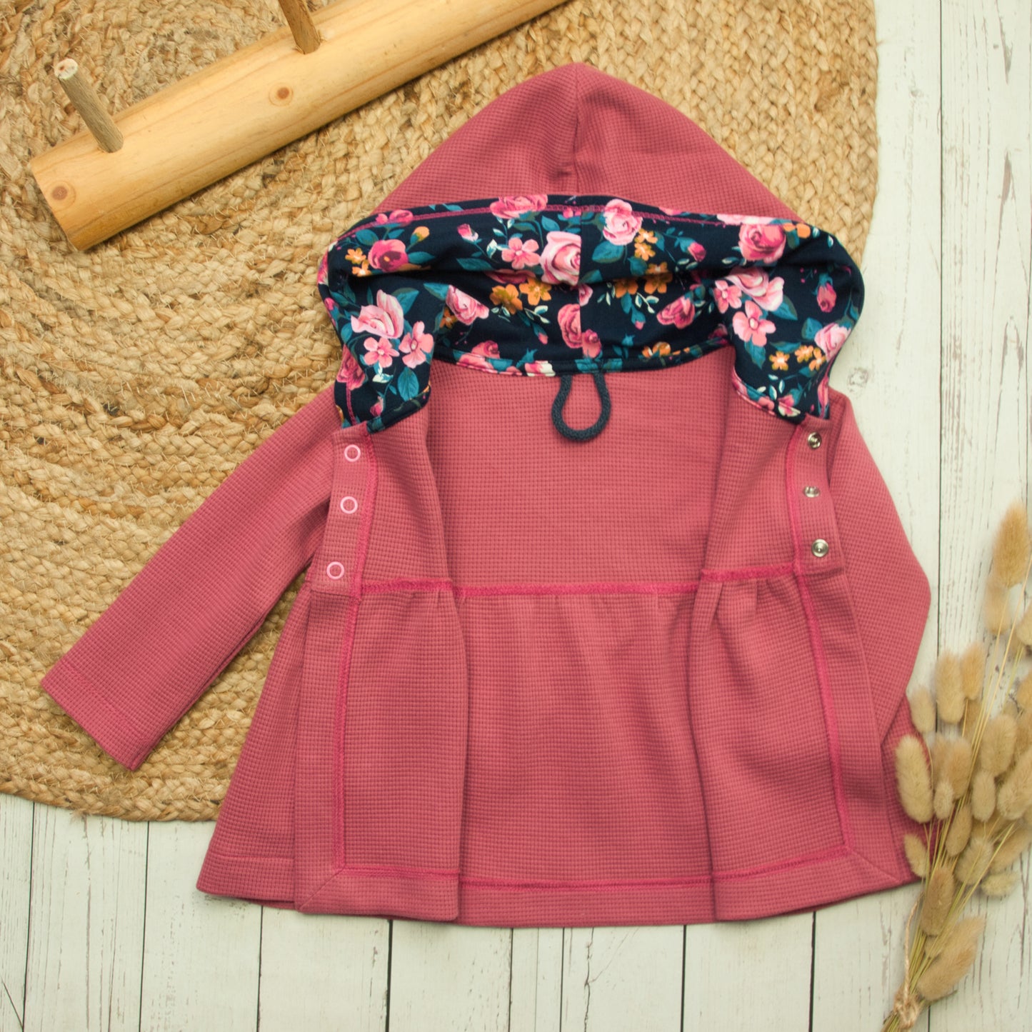Cardigan gerafft aus Waffelstrick Größe 56 bis 134 (Artikelnummer: H037W001)